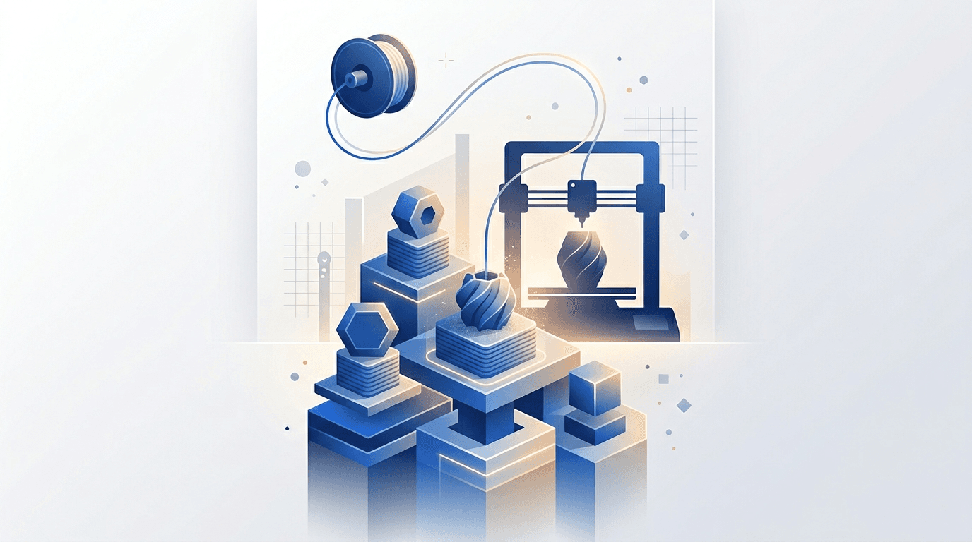 Ilustração de produção e impressão 3D